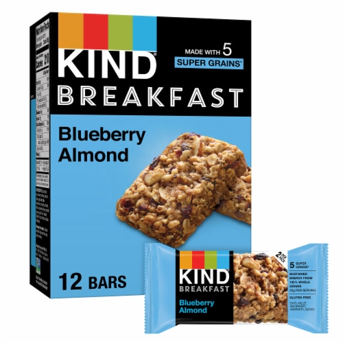 KIND Breakfast 100% Whole Grain Gluten Free Blueberry Almond Breakfast Bars