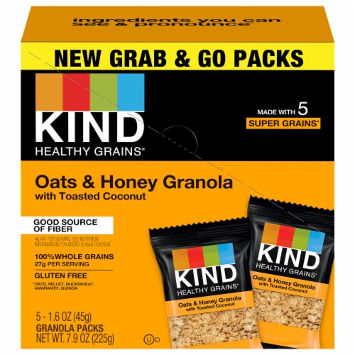 KIND Oats & Honey with Toasted Coconut Granola Perspective: front