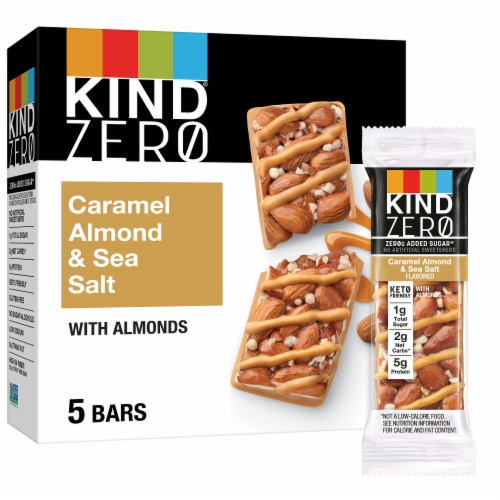 KIND ZERO Caramel Almond & Sea Salt Nut Bars Perspective: front