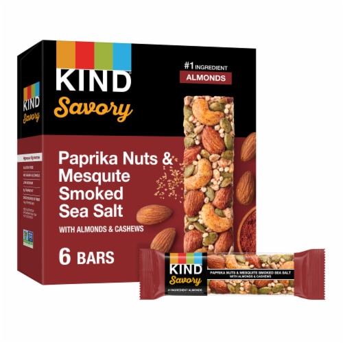 KIND Paprika Nuts & Mesquite Smoked Sea Salt Nut Bars Perspective: front