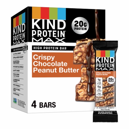KIND Protein MAX Crispy Chocolate Peanut Butter Protein Bars Perspective: front