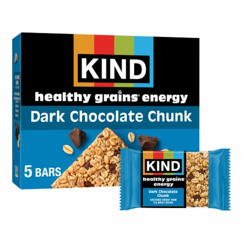 KIND Dark Chocolate Chunk Healthy Grains Energy Bars Perspective: front