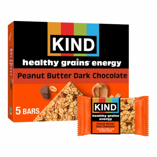 KIND Peanut Butter Dark Chocolate Healthy Grains Energy Bars Perspective: front