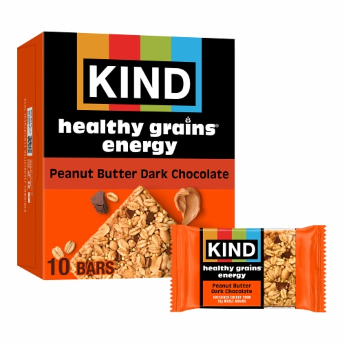 KIND Peanut Butter Dark Chocolate Healthy Grains Energy Bars Perspective: front