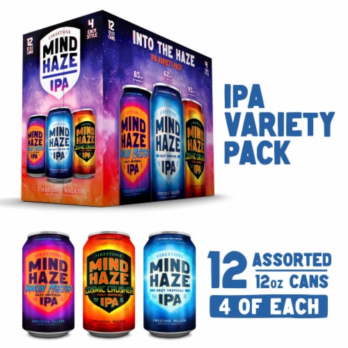 Firestone Walker Mind Haze Tropical Hazy IPA Beer Mixed Pack Perspective: front