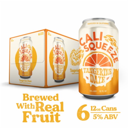 Cali Squeeze Tangerine Daze Citrus Wheat Ale Craft Beer 6 Cans / 12 fl oz Perspective: front