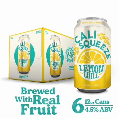Cali Squeeze Lemon Chill Citrus Wheat Ale Craft Beer 6 Cans / 12 fl oz Perspective: front