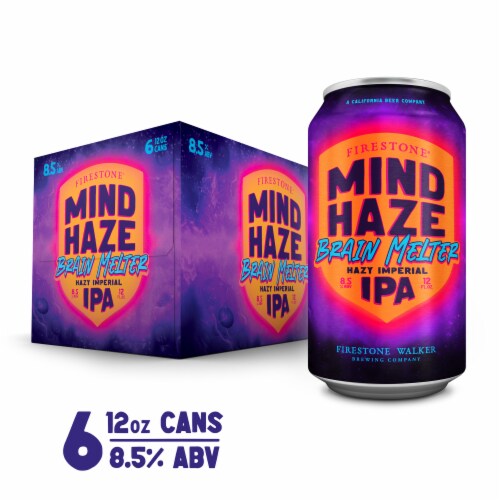Firestone® Walker Mind Haze Brain Melter Hazy Imperial IPA Craft Beer Pack Perspective: front