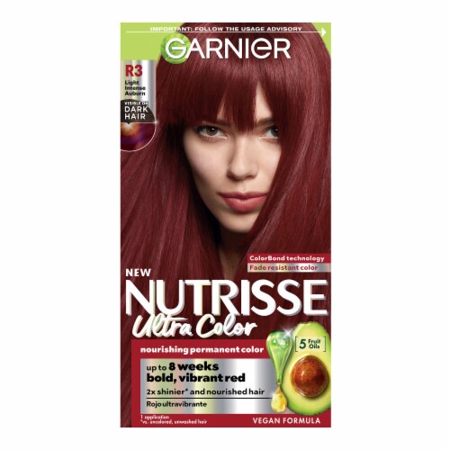 Garnier Nutrisse Ultra Color Nourishing Permanent Hair Color R3 Light Intense Auburn Perspective: front