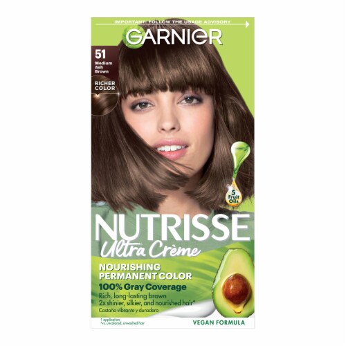 Garnier Nutrisse Nourishing Permanent Hair Color 51 Medium Ash Brown Perspective: front