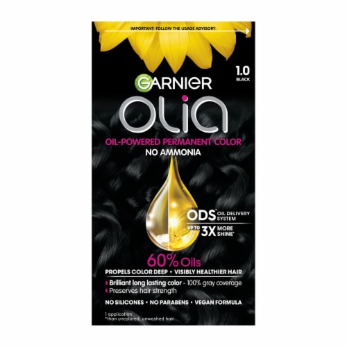 Garnier Olia Oil Powered Permanent Hair Color 1.0 Black Perspective: front