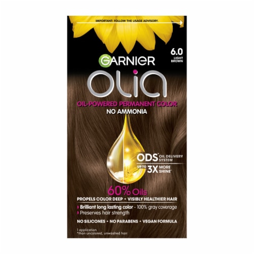 Garnier Olia Oil Powered 6.0 Light Brown Permanent Hair Color Perspective: front