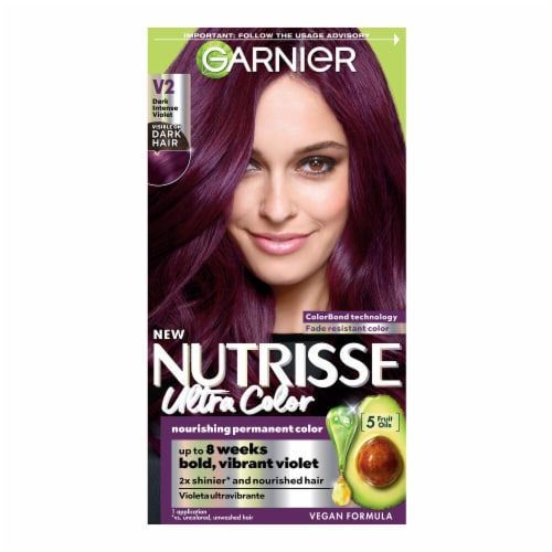 Garnier Nutrisse Ultra Color V2 Dark Intense Violet Permanent Hair Color Creme Perspective: front