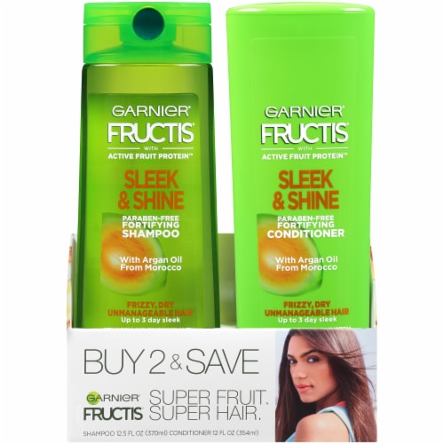 Garnier Fructis Sleek and Shine Shampoo and Conditioner Twin Pack Perspective: front