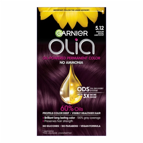Garnier Olia 5.12 Medium Royal Amethyst Oil Powered Ammonia Free Permanent Hair Color Perspective: front