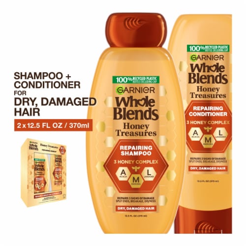 Garnier Whole Blends Honey Treasures Shampoo and Conditioner Set Perspective: front
