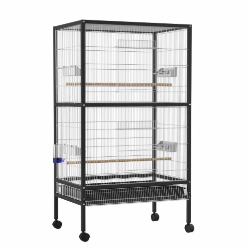 Large Bird Parrot Cage Play Top Finch Macaw Cockatoo House Pet Supply w/ Wheels Perspective: front