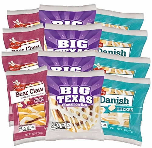 Cloverhill Ultimate Danish Variety: Cherry, Cheese, Big Texas | 12 Count Perspective: front