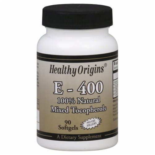Healthy Origins 100% Natural Mixed Tocopherols E-400 Softgels Perspective: front