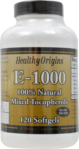 Healthy Origins Vitamin E 1000IU Supplements Perspective: front
