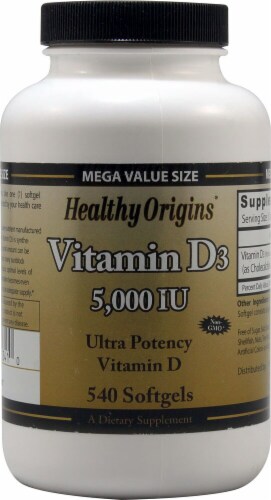 Healthy Origins Vitamin D3 Supplement Perspective: front