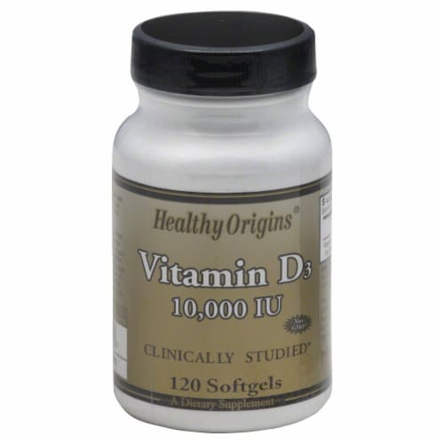 Healthy Origins Vitamin D3 10000 IU Supplement Perspective: front