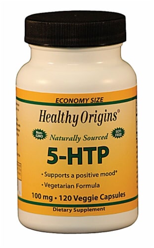 Healthy Origins Naturally Sourced 5-HTP 100mg Veggie Capsules Perspective: front