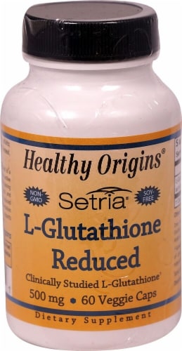 Healthy Origins Setria L-Glutathione Reduced Capsules 500mg Perspective: front
