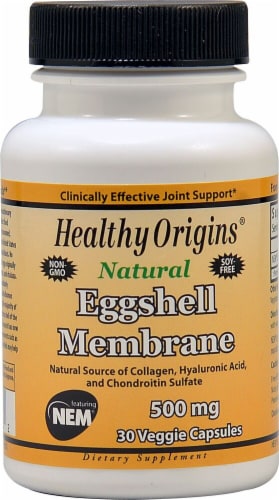 Healthy Origins Natural Eggshell Membrane Dietary Supplement Veggie Capsules 500mg Perspective: front