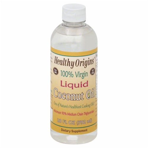 Healthy Origins 100% Virgin Liquid Coconut Oil Perspective: front