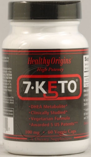 Healthy Origins 7-Keto DHEA Metabolite Dietary Supplement Veggie Capsules 100mg Perspective: front