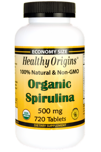 Healthy Origins Organic Spirulina Tablets 500 mg Perspective: front
