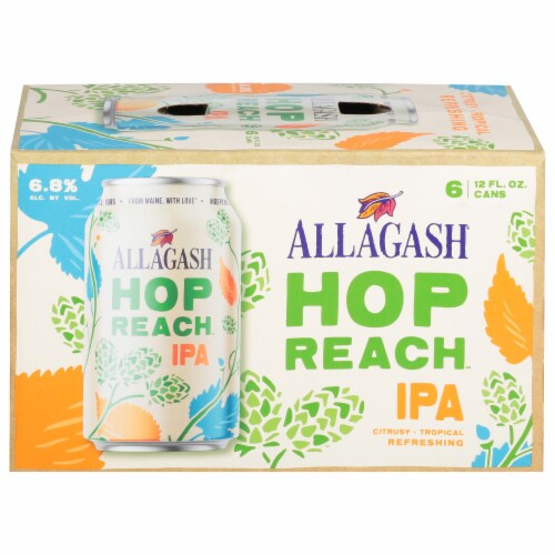 Allagash® Hop Reach IPA Cans Perspective: front