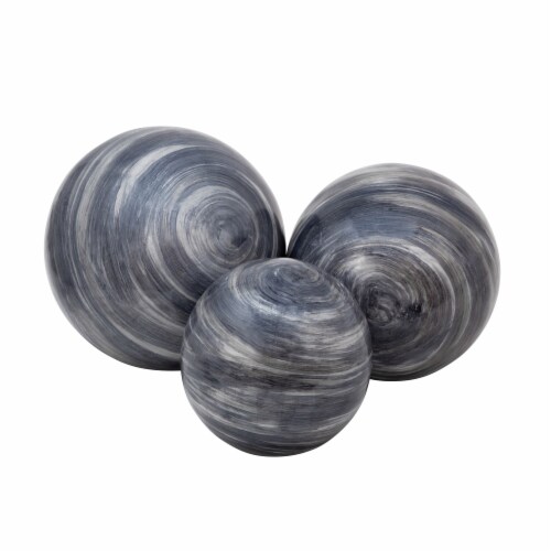 S/3 4/5/6  Metal Orbs, Blue Gray Perspective: front