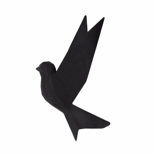 Resin 8  Origami Bird Wall Decor, Black Perspective: front