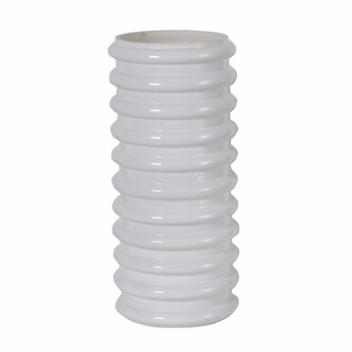 Glass, 14 H, Scallop Vase, White Perspective: front