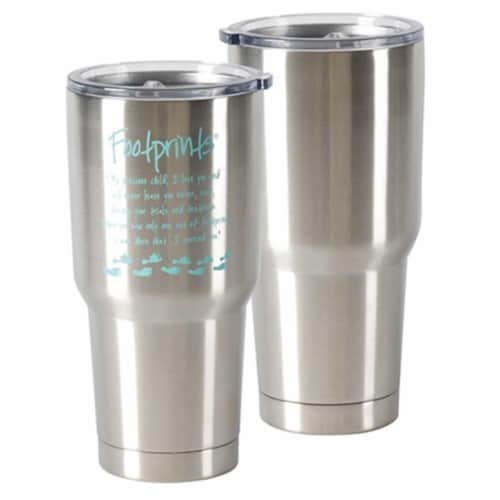 Dicksons SSTUM-7 30 oz Footprints Stainless Steel Tumbler Perspective: front