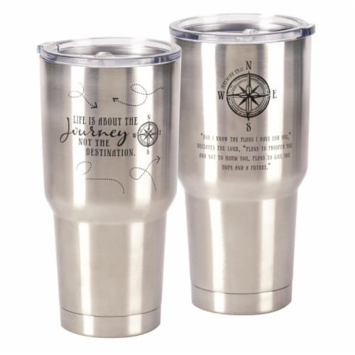 Dicksons SSTUM-9 8 x 4 in. 30 oz Stainless Steel Large Tumbler - Life is About the Journey & Perspective: front