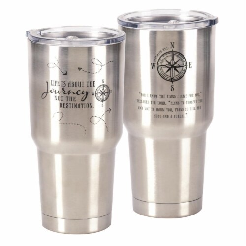 Dicksons SSTUM-9 8 x 4 in. 30 oz Stainless Steel Large Tumbler - Life is About the Journey & Perspective: front