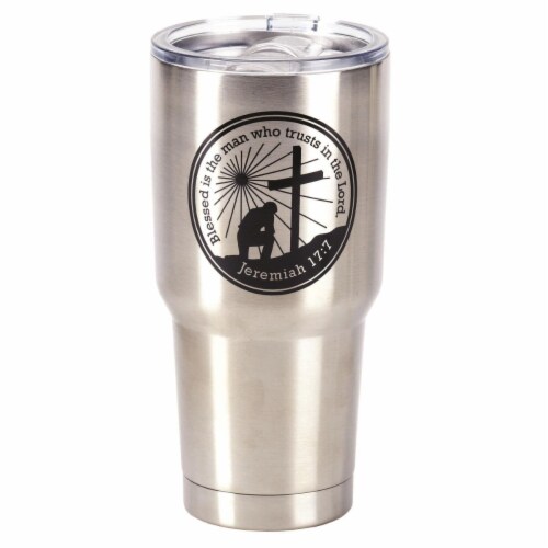 Dicksons 8 x 4 in. 30 oz Man of God Stainless Steel Tumbler with Lid Perspective: front