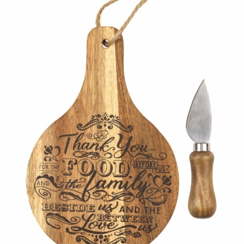 Dicksons Wood Cheese Serving Board - Thank You for Food Perspective: front