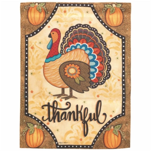 Magnolia Gardens M070124 30 x 44 in. Turkey Thankful Printed Garden Flag - Large Perspective: front