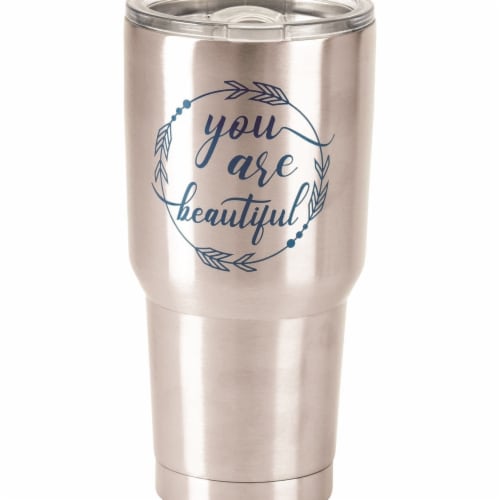 Dicksons SSTUM-18 30 oz Stainless Steel Cold or Hot Cup Tumbler - You Are Beautiful Perspective: front