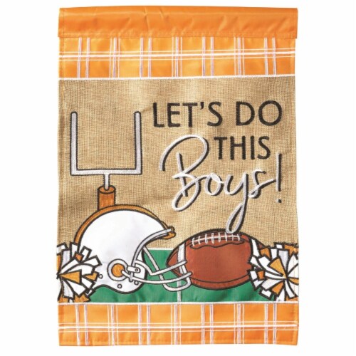 Magnolia Gardens M010082 13 x 18 in. Double Applique Football In Tennessee Orange & White Pol Perspective: front