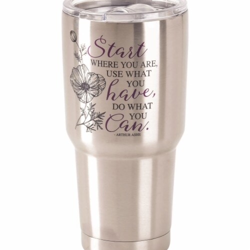 Dicksons SSTUM-29 30 oz Stainless Steel Cold or Hot Cup Tumbler - Start Where You Are Perspective: front