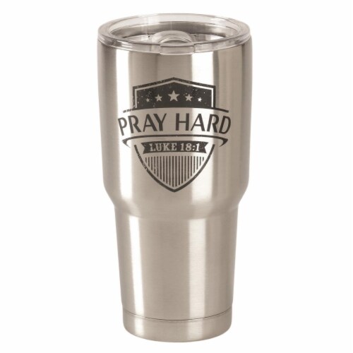 Dicksons SSTUM-45 30 oz Pray Hard Luke 18-1 Stainless Steel Tumbler Perspective: front