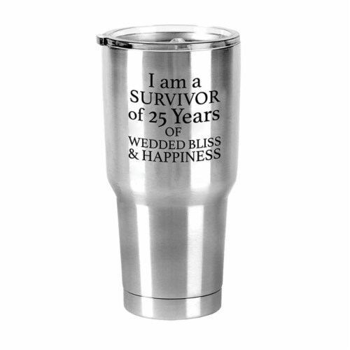Dicksons ESSTUM-2 30 oz Stainless Steel Tumbler I Am A Survivor of 25 Years Perspective: front