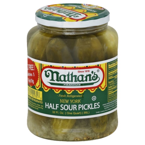 Nathan's Famous New York Half Sour Pickles Perspective: front