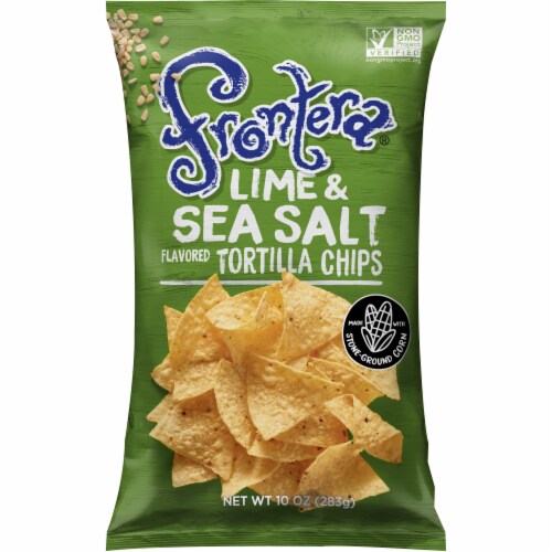 Frontera Lime And Sea Salt Flavored Tortilla Chips Perspective: front