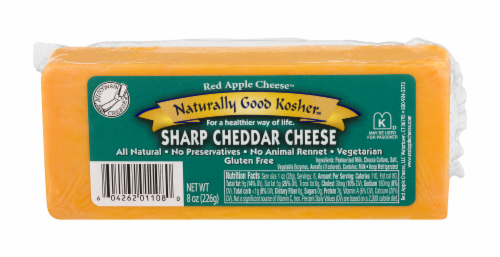 Red Apple Cheese Naturally Good Kosher Sharp Cheddar Cheese Perspective: front
